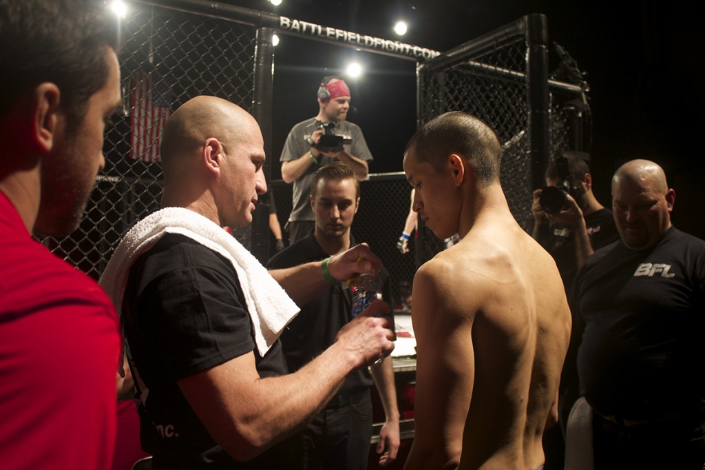 Kolten Higginbottom and Darwin Douglas about to enter the ring.